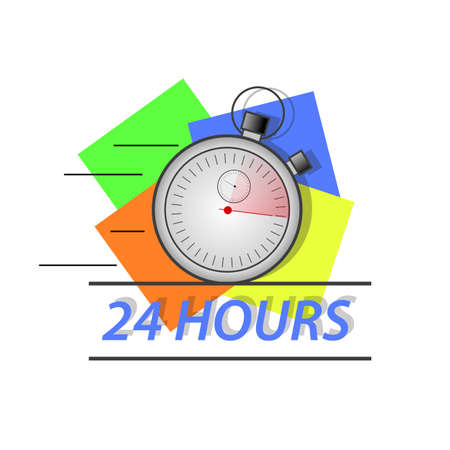 Stopwatch at full speed, with background colors and text at the bottom. Image in vector formatのイラスト素材