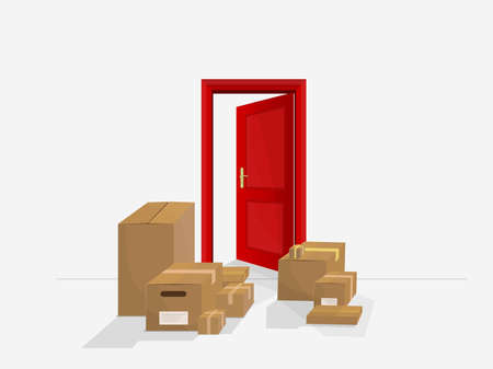 Shopping delivered at home. Packages of products supplied address.のイラスト素材