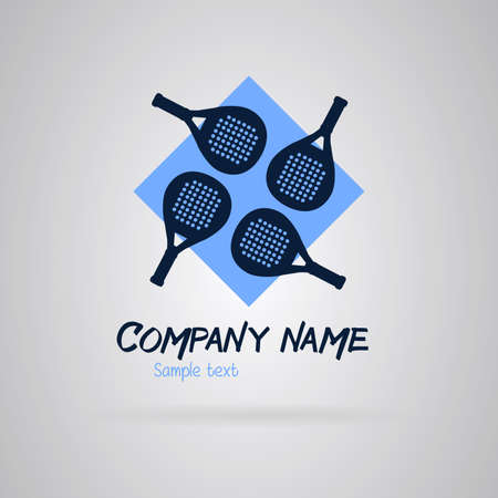 Logo padel with four rackets on a blue background.のイラスト素材