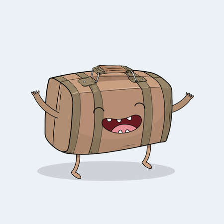 Happy travel suitcase: smiling cartoon suitcaseのイラスト素材