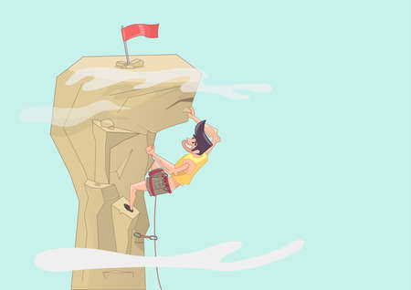 Climber seeking to achieve the goal: sportsman strong rock climbingのイラスト素材