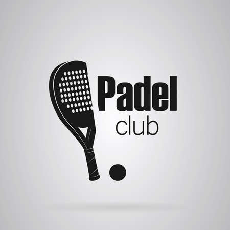 Simply black and white: silhouette paddle racket and ball.のイラスト素材