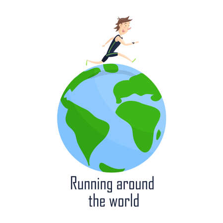 Running around the worldのイラスト素材