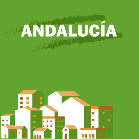Andalucia's day. Poster: green background and white housesのイラスト素材