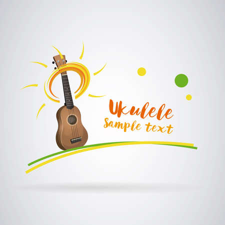 Logo ukulele guitar: Ukulele with colored elements. Vector imageのイラスト素材