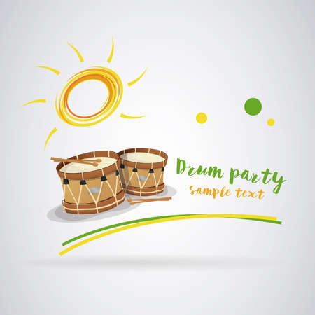 Summer drum logo: White background. Vector imageのイラスト素材