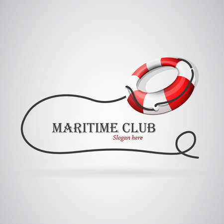 Logo maritime club: Rescue float with maritime rope. Vector imageのイラスト素材