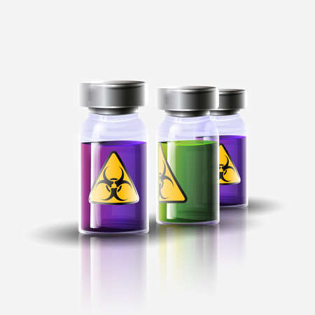 Pots with poison. Gray backgroubd. Vector image