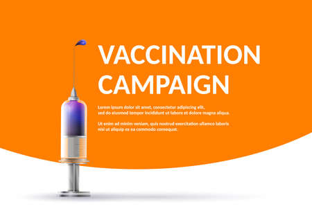 Vaccination Campaign.Immunization: syringe with vaccine for immunization campaign. Vector image.のイラスト素材