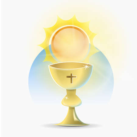 Chalice holy christian religion: Recipient, cup-shaped, that the Catholic priest uses to consecrate the wine at the mass.のイラスト素材