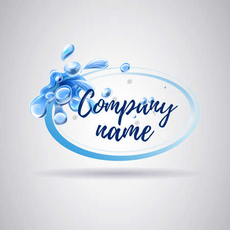 Fresh water logo splashing. Splash: Drops and jets of water in all directions. Isolated background Vectorのイラスト素材