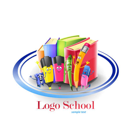 Logo school characters and books. Vectorのイラスト素材