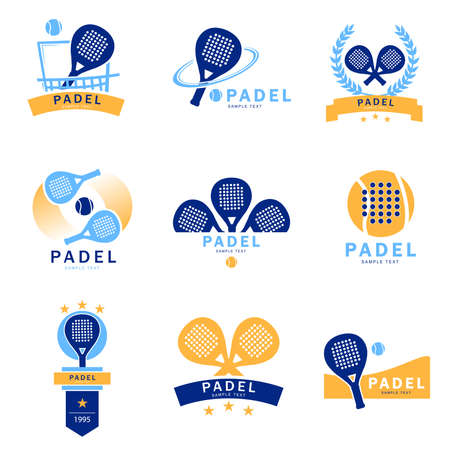 logo padel paddle tennis - set of tennis padel logos designed in three colors. Isolated vectorのイラスト素材