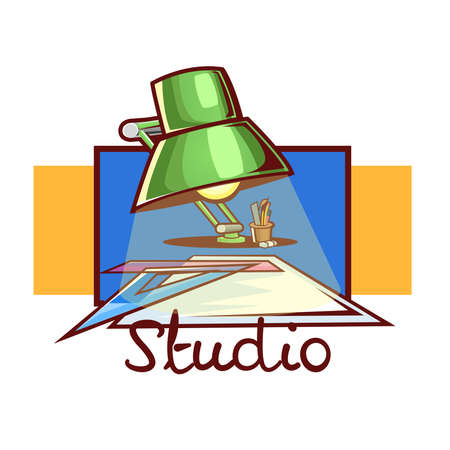 Architecture studio logo: Lamp and material for making planesのイラスト素材