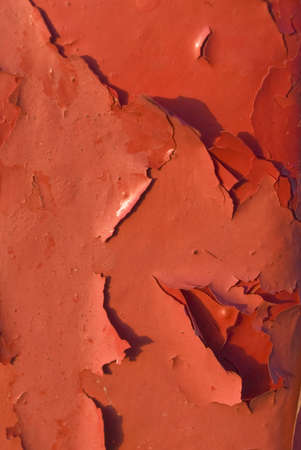 Close up of peeling red paint on an iron structureの写真素材