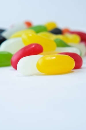 Close up of brightly coloured jelly beans with copy space above and below.  Portrait  orientation.の写真素材