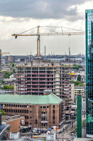 Rotterdam, The Netherlands, July 18, 2018: work in progress on the conversion of the old ABN office tower into the Forum residential and retail buildingのeditorial素材
