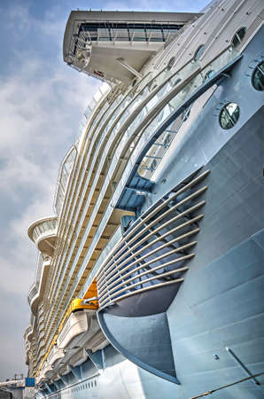 Rotterdam, The Netherlands, September 30, 2014: Starboard side of cruise ship Oasis of the Seas moored at the cruiseterminal on Wilhelminapierのeditorial素材