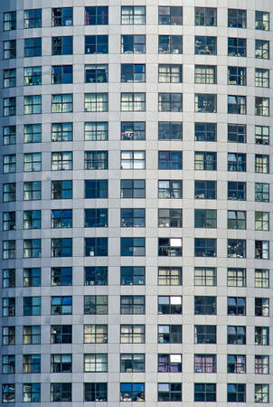 Rotterdam, The Netherlands, September 25, 2018: facade of the Weena residential tower with square...