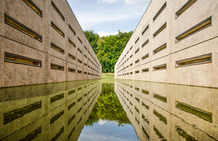 Kraggenburg, The Netherlands, August 4, 2019: interior view of the north end of the concrete...