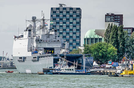 Rotterdam, The Netherlands, September 6, 2019: amphibious navy cargo vessel Rotterdam moored at park Quay during the Wereldhavendagen (World Port Days) festivalのeditorial素材