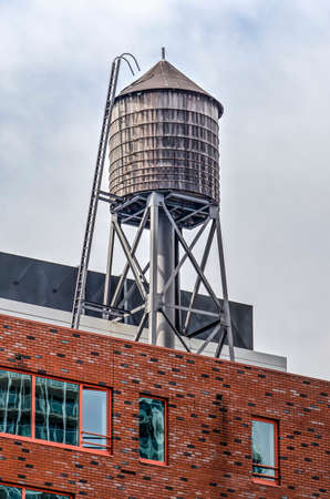 Rotterdam, The Netherlands, September 6, 2019: New York-style watertower on the roof of Montevideo residential building on Wilhelminapierのeditorial素材