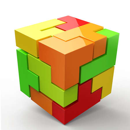 3D Cubes colored abstractionの写真素材