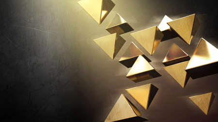 Golden 3D pyramidsの写真素材