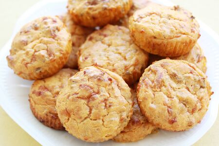 cheese burger muffins on a plateの写真素材