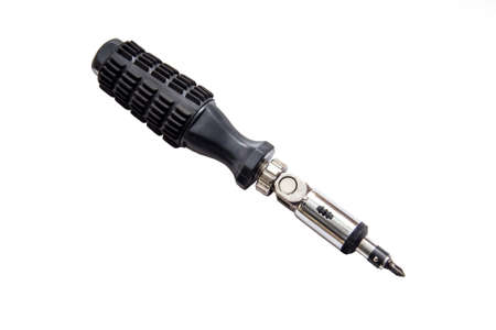 Gray steel screwdriver. Isolated on white background