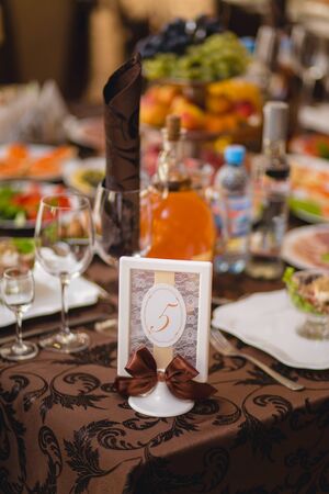 Interior of the restaurant, decorated for the wedding