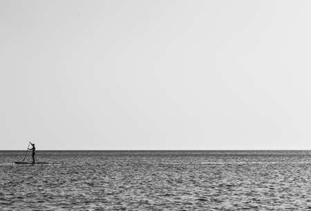 Man is practicing Paddle Surf in Cabo de Gataの写真素材
