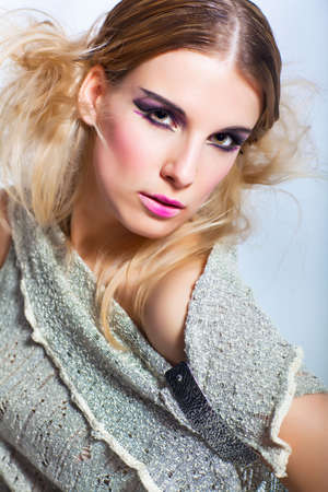 Portrait of young beautiful fashion modelの写真素材
