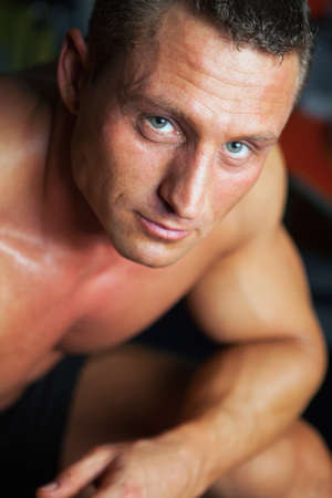 Portrait of strong handsome man - studio shot の写真素材