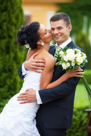 Happy young couple just married の写真素材
