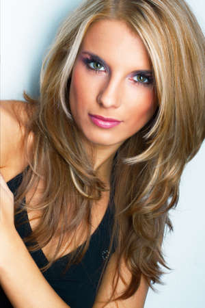 Portrait of pretty young blonde woman の写真素材