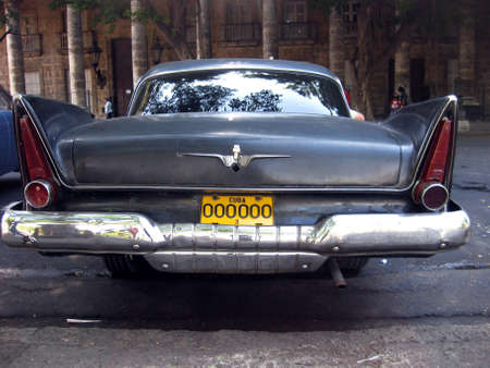 Backside view of an old black nice Cuban carのeditorial素材