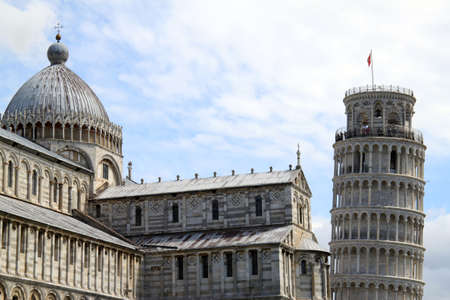 Tower and cathedral closeup in Pisa, Italy のeditorial素材