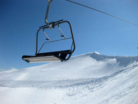 chairlift, ski lift to the ski slopeの写真素材