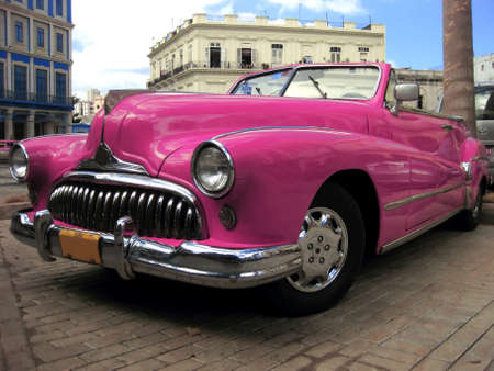 Old beautiful red car in Havanaのeditorial素材