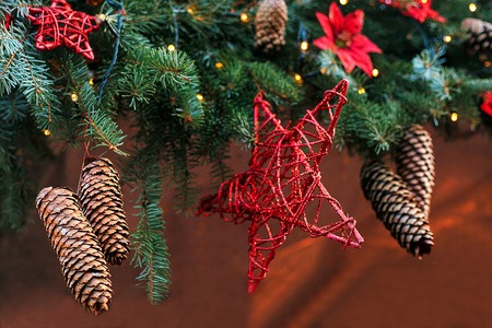 Christmas decoration spruce. Selective focus. Holiday conceptの写真素材