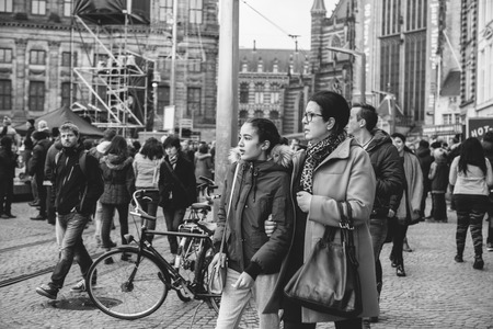 Amsterdam, The Netherlands, January 2, 2017: Everyday life in Amsterdam. Lifestyle.のeditorial素材