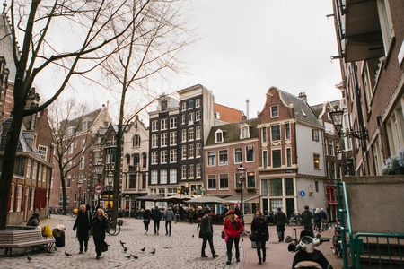 Amsterdam, The Netherlands, January 2, 2017: Everyday life in Amsterdam. Lifestyle.のeditorial素材