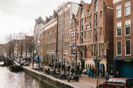 Amsterdam, The Netherlands, January 2, 2017: Everyday life in Amsterdam. Lifestyle.のeditorial素材