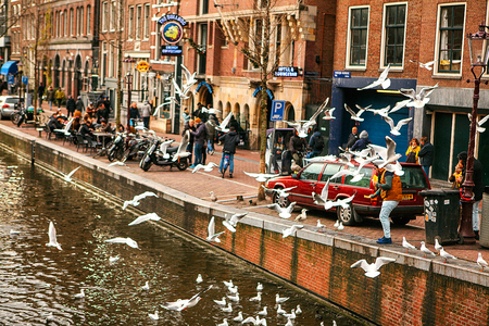 Amsterdam, The Netherlands, January 2, 2017: Everyday life in Amsterdam. Lifestyle.のeditorial素材