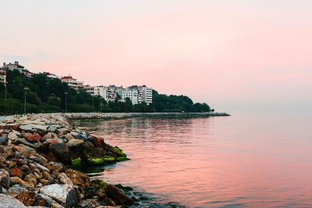 Beautiful view of the Bosphorus from the east side of Istanbul at sunrise. Turkey. Travel, coast.の写真素材