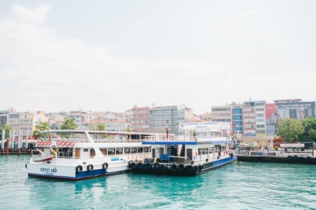 Istanbul, June 15, 2017: Passenger ferry in the port in Stabul, Turkey. Transportation of passengers by sea.のeditorial素材