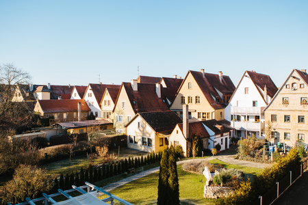 Traditional German houses in Rothenburg ob der Tauber in Germany. European city. Architecture.の写真素材