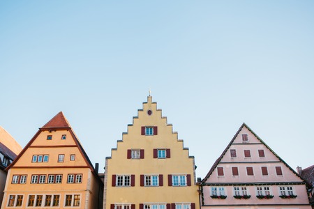 Traditional houses in Rothenburg ob der Tauber in Germany. European architecture. Buildings.の写真素材