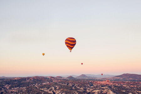 The famous tourist attraction of Cappadocia is an air flight. Cappadocia is known all over the world as one of the best places for flights with balloons. Cappadocia, Turkey.の写真素材